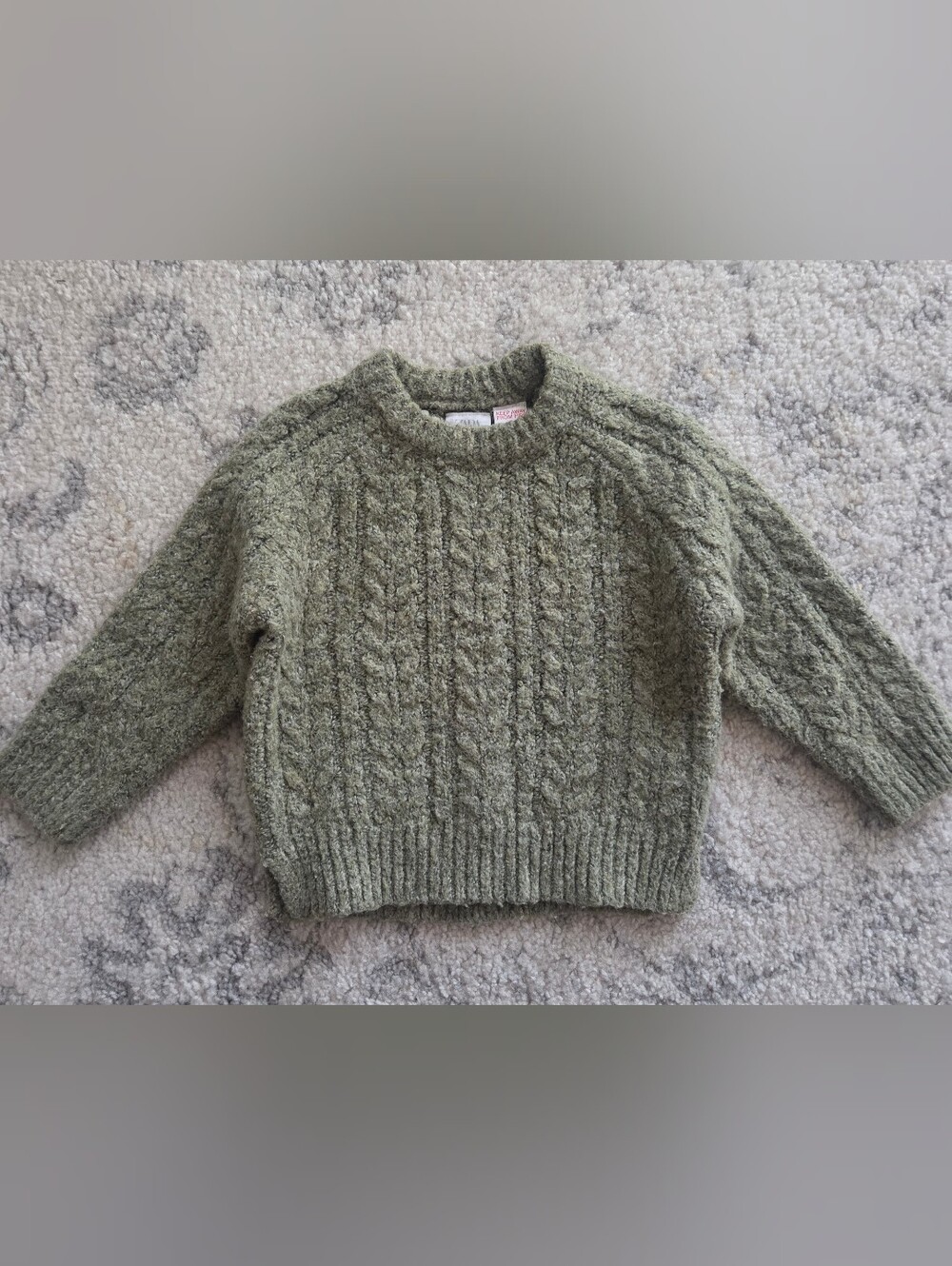Zara Baby Girl Green Cable Knit Sweater